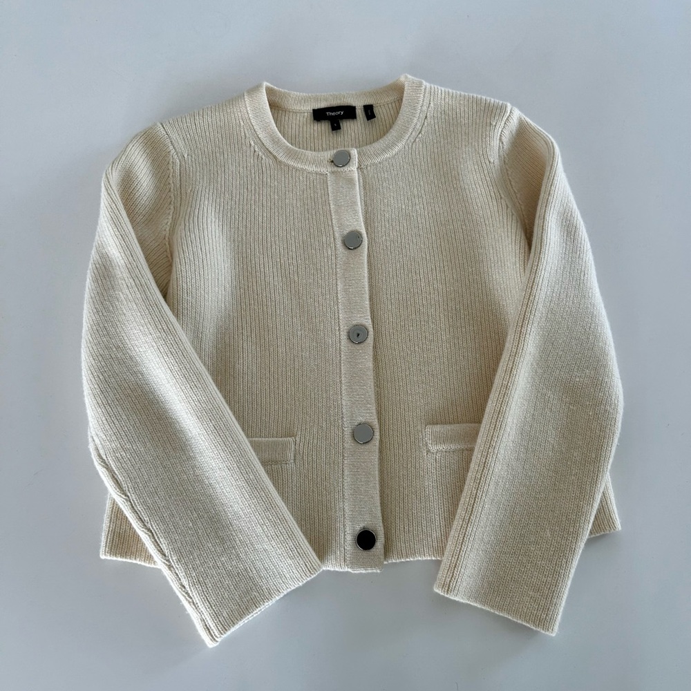 Theory Women's Button-Up Cream Sweater
